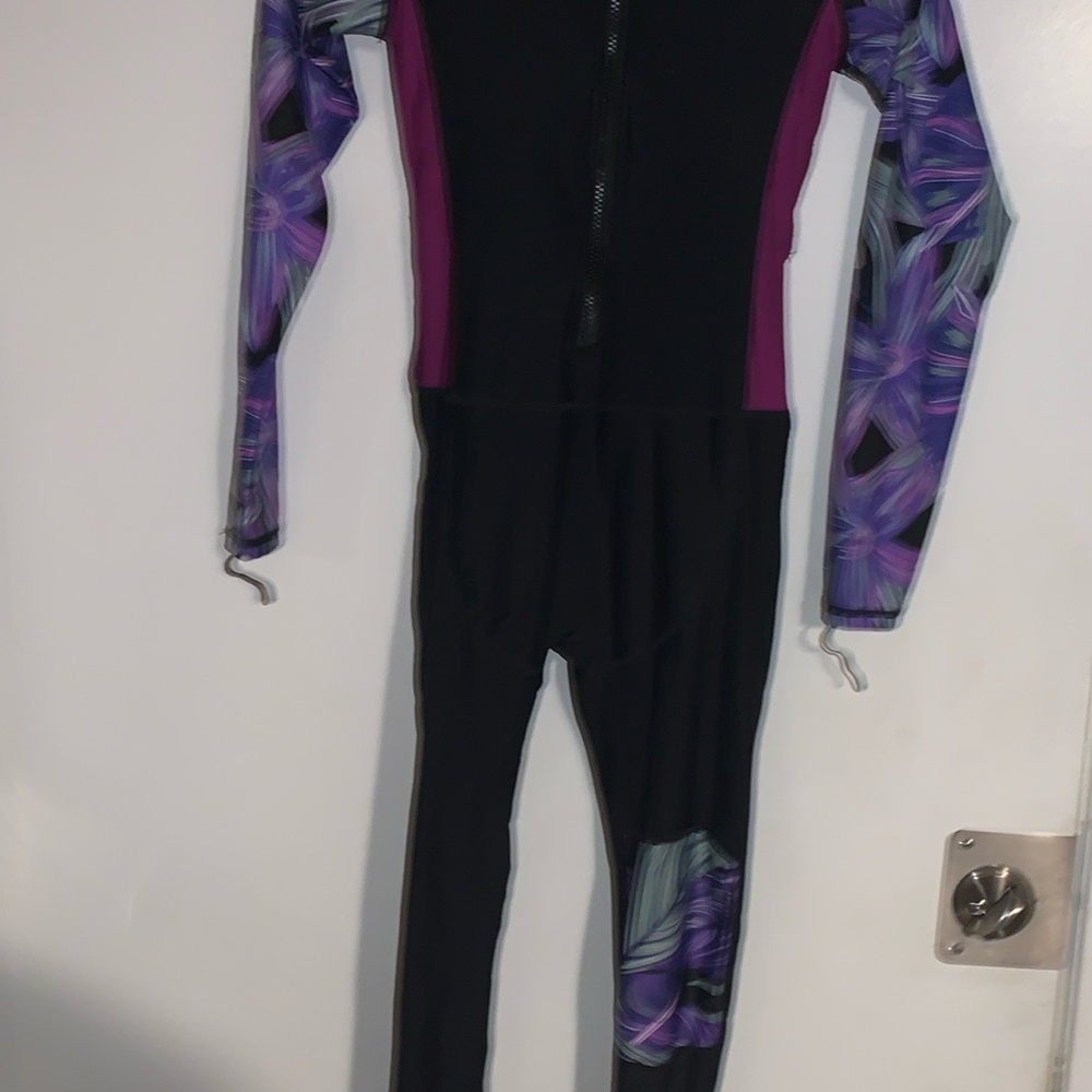 Elegant Black and Purple One Piece Wetsuit